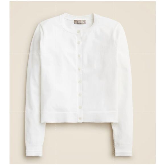 J.Crew Egyptian Cotton Jackie Cardigan WMNS S White Button Up Crewneck CJ755 LS - Picture 3 of 8